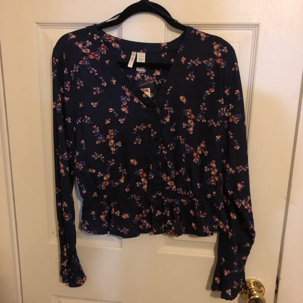 Button front peplum top